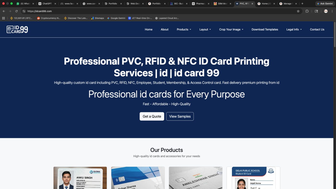 Id Card 99 — website designed and developed by Digrow World, Gorakhpur